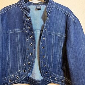 Y2K Dark Blue Denim Jacket Women's 3X Bolero Women Street Style Cropped Off-Duty